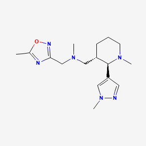 molecular formula C16H26N6O B6819713 N-methyl-1-[(2R,3S)-1-methyl-2-(1-methylpyrazol-4-yl)piperidin-3-yl]-N-[(5-methyl-1,2,4-oxadiazol-3-yl)methyl]methanamine 