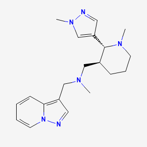 molecular formula C20H28N6 B6819898 N-methyl-1-[(2R,3S)-1-methyl-2-(1-methylpyrazol-4-yl)piperidin-3-yl]-N-(pyrazolo[1,5-a]pyridin-3-ylmethyl)methanamine 