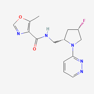 molecular formula C14H16FN5O2 B6819923 N-[[(2S,4S)-4-fluoro-1-pyridazin-3-ylpyrrolidin-2-yl]methyl]-5-methyl-1,3-oxazole-4-carboxamide 