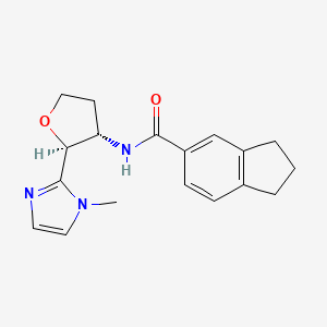 molecular formula C18H21N3O2 B6819962 N-[(2S,3S)-2-(1-methylimidazol-2-yl)oxolan-3-yl]-2,3-dihydro-1H-indene-5-carboxamide 