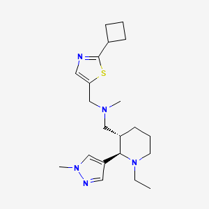 molecular formula C21H33N5S B6819967 N-[(2-cyclobutyl-1,3-thiazol-5-yl)methyl]-1-[(2R,3S)-1-ethyl-2-(1-methylpyrazol-4-yl)piperidin-3-yl]-N-methylmethanamine 