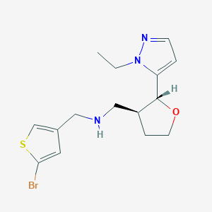 molecular formula C15H20BrN3OS B6820001 N-[(5-bromothiophen-3-yl)methyl]-1-[(2R,3S)-2-(2-ethylpyrazol-3-yl)oxolan-3-yl]methanamine 