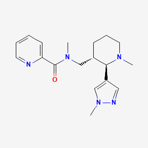 molecular formula C18H25N5O B6820070 N-methyl-N-[[(2R,3S)-1-methyl-2-(1-methylpyrazol-4-yl)piperidin-3-yl]methyl]pyridine-2-carboxamide 