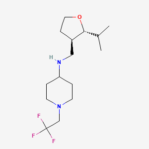 molecular formula C15H27F3N2O B6820163 N-[[(2R,3R)-2-propan-2-yloxolan-3-yl]methyl]-1-(2,2,2-trifluoroethyl)piperidin-4-amine 