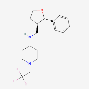 molecular formula C18H25F3N2O B6820184 N-[[(2S,3R)-2-phenyloxolan-3-yl]methyl]-1-(2,2,2-trifluoroethyl)piperidin-4-amine 