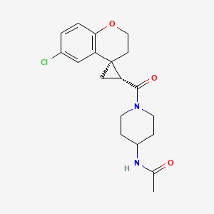 molecular formula C19H23ClN2O3 B6820266 N-[1-[(1'R,4S)-6-chlorospiro[2,3-dihydrochromene-4,2'-cyclopropane]-1'-carbonyl]piperidin-4-yl]acetamide 
