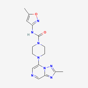 molecular formula C15H18N8O2 B6820382 N-(5-methyl-1,2-oxazol-3-yl)-4-(2-methyl-[1,2,4]triazolo[1,5-a]pyrazin-5-yl)piperazine-1-carboxamide 