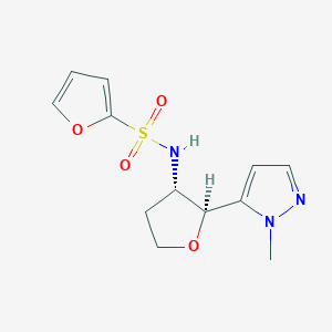 molecular formula C12H15N3O4S B6820426 N-[(2S,3S)-2-(2-methylpyrazol-3-yl)oxolan-3-yl]furan-2-sulfonamide 
