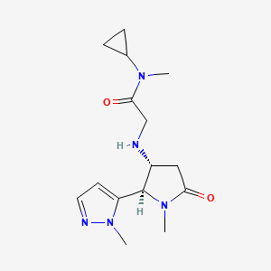 molecular formula C15H23N5O2 B6820444 N-cyclopropyl-N-methyl-2-[[(2R,3R)-1-methyl-2-(2-methylpyrazol-3-yl)-5-oxopyrrolidin-3-yl]amino]acetamide 