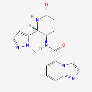 molecular formula C17H18N6O2 B6820463 N-[(2R,3R)-2-(2-methylpyrazol-3-yl)-6-oxopiperidin-3-yl]imidazo[1,2-a]pyridine-5-carboxamide 