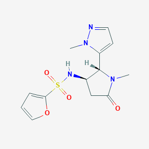 molecular formula C13H16N4O4S B6820664 N-[(2R,3R)-1-methyl-2-(2-methylpyrazol-3-yl)-5-oxopyrrolidin-3-yl]furan-2-sulfonamide 