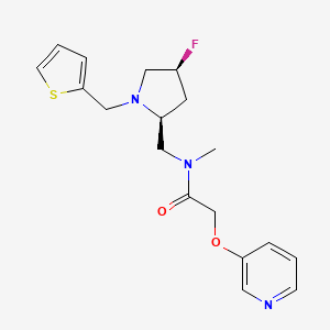 molecular formula C18H22FN3O2S B6820768 N-[[(2S,4S)-4-fluoro-1-(thiophen-2-ylmethyl)pyrrolidin-2-yl]methyl]-N-methyl-2-pyridin-3-yloxyacetamide 