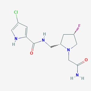 molecular formula C12H16ClFN4O2 B6820839 N-[[(2S,4S)-1-(2-amino-2-oxoethyl)-4-fluoropyrrolidin-2-yl]methyl]-4-chloro-1H-pyrrole-2-carboxamide 