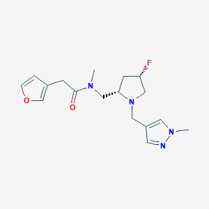 molecular formula C17H23FN4O2 B6820846 N-[[(2S,4S)-4-fluoro-1-[(1-methylpyrazol-4-yl)methyl]pyrrolidin-2-yl]methyl]-2-(furan-3-yl)-N-methylacetamide 