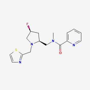molecular formula C16H19FN4OS B6820882 N-[[(2S,4S)-4-fluoro-1-(1,3-thiazol-2-ylmethyl)pyrrolidin-2-yl]methyl]-N-methylpyridine-2-carboxamide 