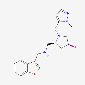 molecular formula C19H23FN4O B6820889 N-(1-benzofuran-3-ylmethyl)-1-[(2S,4S)-4-fluoro-1-[(2-methylpyrazol-3-yl)methyl]pyrrolidin-2-yl]methanamine 