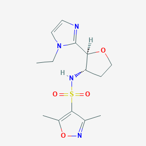 molecular formula C14H20N4O4S B6821011 N-[(2S,3S)-2-(1-ethylimidazol-2-yl)oxolan-3-yl]-3,5-dimethyl-1,2-oxazole-4-sulfonamide 