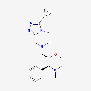 molecular formula C20H29N5O B6821035 N-[(5-cyclopropyl-4-methyl-1,2,4-triazol-3-yl)methyl]-N-methyl-1-[(2S,3S)-4-methyl-3-phenylmorpholin-2-yl]methanamine 