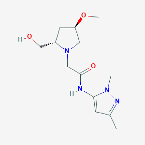 molecular formula C13H22N4O3 B6821065 N-(2,5-dimethylpyrazol-3-yl)-2-[(2S,4R)-2-(hydroxymethyl)-4-methoxypyrrolidin-1-yl]acetamide 