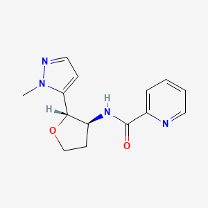 molecular formula C14H16N4O2 B6821154 N-[(2S,3S)-2-(2-methylpyrazol-3-yl)oxolan-3-yl]pyridine-2-carboxamide 