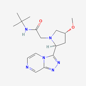 molecular formula C16H24N6O2 B6821188 N-tert-butyl-2-[(2S,4R)-4-methoxy-2-([1,2,4]triazolo[4,3-a]pyrazin-3-yl)pyrrolidin-1-yl]acetamide 