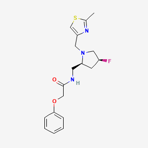 molecular formula C18H22FN3O2S B6821239 N-[[(2S,4S)-4-fluoro-1-[(2-methyl-1,3-thiazol-4-yl)methyl]pyrrolidin-2-yl]methyl]-2-phenoxyacetamide 