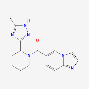 molecular formula C16H18N6O B6821267 imidazo[1,2-a]pyridin-6-yl-[2-(5-methyl-1H-1,2,4-triazol-3-yl)piperidin-1-yl]methanone 