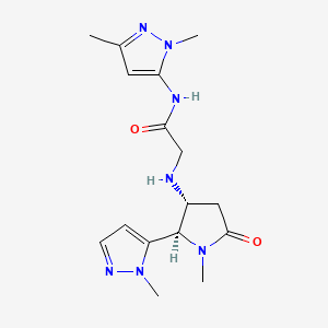 molecular formula C16H23N7O2 B6821311 N-(2,5-dimethylpyrazol-3-yl)-2-[[(2R,3R)-1-methyl-2-(2-methylpyrazol-3-yl)-5-oxopyrrolidin-3-yl]amino]acetamide 