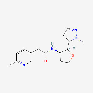molecular formula C16H20N4O2 B6821366 N-[(2S,3S)-2-(2-methylpyrazol-3-yl)oxolan-3-yl]-2-(6-methylpyridin-3-yl)acetamide 
