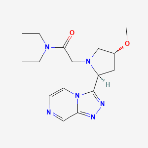 molecular formula C16H24N6O2 B6821368 N,N-diethyl-2-[(2S,4R)-4-methoxy-2-([1,2,4]triazolo[4,3-a]pyrazin-3-yl)pyrrolidin-1-yl]acetamide 