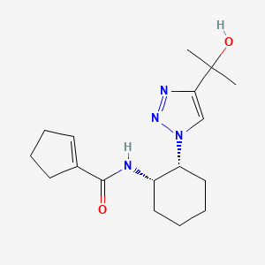 molecular formula C17H26N4O2 B6821573 N-[(1S,2R)-2-[4-(2-hydroxypropan-2-yl)triazol-1-yl]cyclohexyl]cyclopentene-1-carboxamide 