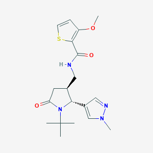 molecular formula C19H26N4O3S B6821607 N-[[(2R,3S)-1-tert-butyl-2-(1-methylpyrazol-4-yl)-5-oxopyrrolidin-3-yl]methyl]-3-methoxythiophene-2-carboxamide 