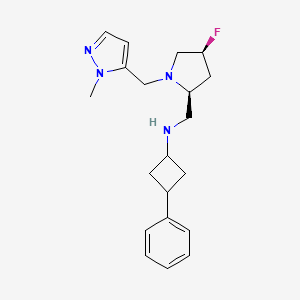molecular formula C20H27FN4 B6821714 N-[[(2S,4S)-4-fluoro-1-[(2-methylpyrazol-3-yl)methyl]pyrrolidin-2-yl]methyl]-3-phenylcyclobutan-1-amine 