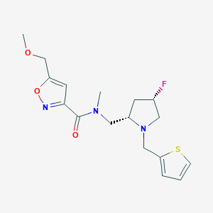 molecular formula C17H22FN3O3S B6821799 N-[[(2S,4S)-4-fluoro-1-(thiophen-2-ylmethyl)pyrrolidin-2-yl]methyl]-5-(methoxymethyl)-N-methyl-1,2-oxazole-3-carboxamide 