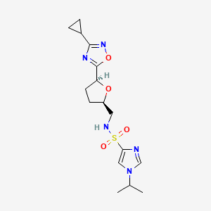 molecular formula C16H23N5O4S B6821875 N-[[(2R,5S)-5-(3-cyclopropyl-1,2,4-oxadiazol-5-yl)oxolan-2-yl]methyl]-1-propan-2-ylimidazole-4-sulfonamide 