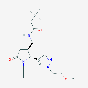 molecular formula C21H36N4O3 B6821960 N-[[(2R,3S)-1-tert-butyl-2-[1-(2-methoxyethyl)pyrazol-4-yl]-5-oxopyrrolidin-3-yl]methyl]-3,3-dimethylbutanamide 