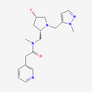 molecular formula C18H24FN5O B6821991 N-[[(2S,4S)-4-fluoro-1-[(2-methylpyrazol-3-yl)methyl]pyrrolidin-2-yl]methyl]-N-methyl-2-pyridin-3-ylacetamide 