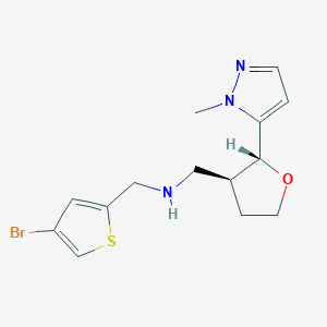 molecular formula C14H18BrN3OS B6822011 N-[(4-bromothiophen-2-yl)methyl]-1-[(2R,3S)-2-(2-methylpyrazol-3-yl)oxolan-3-yl]methanamine 