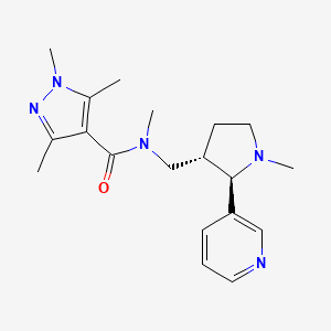 molecular formula C19H27N5O B6822037 N,1,3,5-tetramethyl-N-[[(2R,3S)-1-methyl-2-pyridin-3-ylpyrrolidin-3-yl]methyl]pyrazole-4-carboxamide 