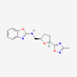molecular formula C15H16N4O3 B6822097 N-[[(2R,5S)-5-(3-methyl-1,2,4-oxadiazol-5-yl)oxolan-2-yl]methyl]-1,3-benzoxazol-2-amine 