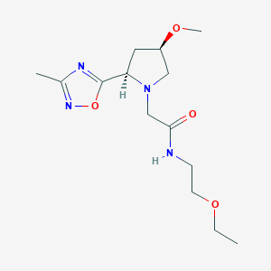 molecular formula C14H24N4O4 B6822311 N-(2-ethoxyethyl)-2-[(2R,4R)-4-methoxy-2-(3-methyl-1,2,4-oxadiazol-5-yl)pyrrolidin-1-yl]acetamide 