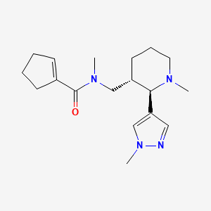 molecular formula C18H28N4O B6822394 N-methyl-N-[[(2R,3S)-1-methyl-2-(1-methylpyrazol-4-yl)piperidin-3-yl]methyl]cyclopentene-1-carboxamide 