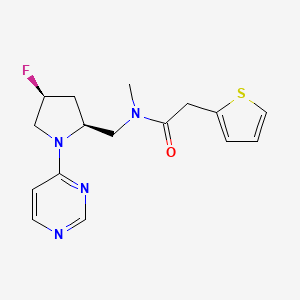 molecular formula C16H19FN4OS B6822450 N-[[(2S,4S)-4-fluoro-1-pyrimidin-4-ylpyrrolidin-2-yl]methyl]-N-methyl-2-thiophen-2-ylacetamide 