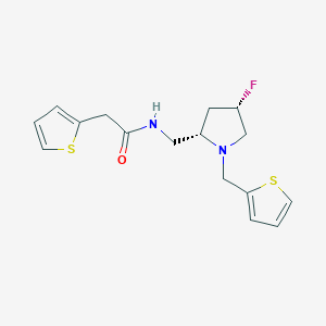 molecular formula C16H19FN2OS2 B6822478 N-[[(2S,4S)-4-fluoro-1-(thiophen-2-ylmethyl)pyrrolidin-2-yl]methyl]-2-thiophen-2-ylacetamide 