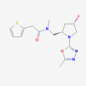 molecular formula C15H19FN4O2S B6822484 N-[[(2S,4S)-4-fluoro-1-(5-methyl-1,3,4-oxadiazol-2-yl)pyrrolidin-2-yl]methyl]-N-methyl-2-thiophen-2-ylacetamide 