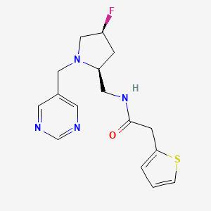 molecular formula C16H19FN4OS B6822517 N-[[(2S,4S)-4-fluoro-1-(pyrimidin-5-ylmethyl)pyrrolidin-2-yl]methyl]-2-thiophen-2-ylacetamide 