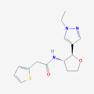 molecular formula C15H19N3O2S B6822523 N-[(2R,3S)-2-(1-ethylpyrazol-4-yl)oxolan-3-yl]-2-thiophen-2-ylacetamide 