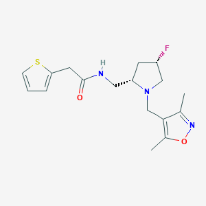 molecular formula C17H22FN3O2S B6822539 N-[[(2S,4S)-1-[(3,5-dimethyl-1,2-oxazol-4-yl)methyl]-4-fluoropyrrolidin-2-yl]methyl]-2-thiophen-2-ylacetamide 