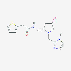 molecular formula C16H21FN4OS B6822543 N-[[(2S,4S)-4-fluoro-1-[(1-methylimidazol-2-yl)methyl]pyrrolidin-2-yl]methyl]-2-thiophen-2-ylacetamide 