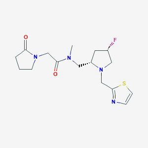molecular formula C16H23FN4O2S B6822591 N-[[(2S,4S)-4-fluoro-1-(1,3-thiazol-2-ylmethyl)pyrrolidin-2-yl]methyl]-N-methyl-2-(2-oxopyrrolidin-1-yl)acetamide 